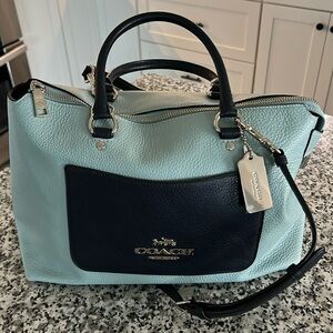 Coach Emma bag navy and aqua blue